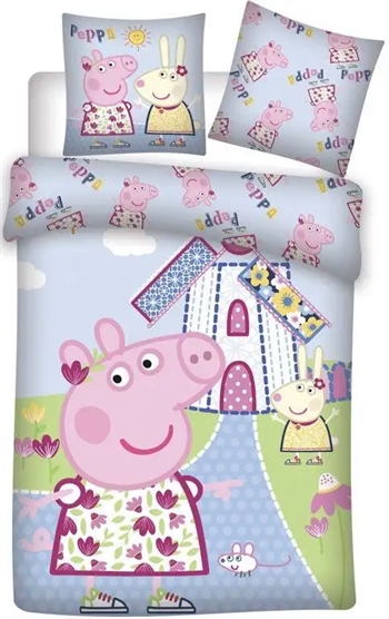 Billede af Gurli gris Junior sengetøj 100x140 cm - Gurli Gris vindmølle - 2 i 1 design - 100% bomuld hos Shopdyner.dk